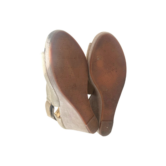 Johnston & Murphy Wedge Sandals Platform Leather Metallic Gold Women’s Size 7.5M - Picture 7 of 8